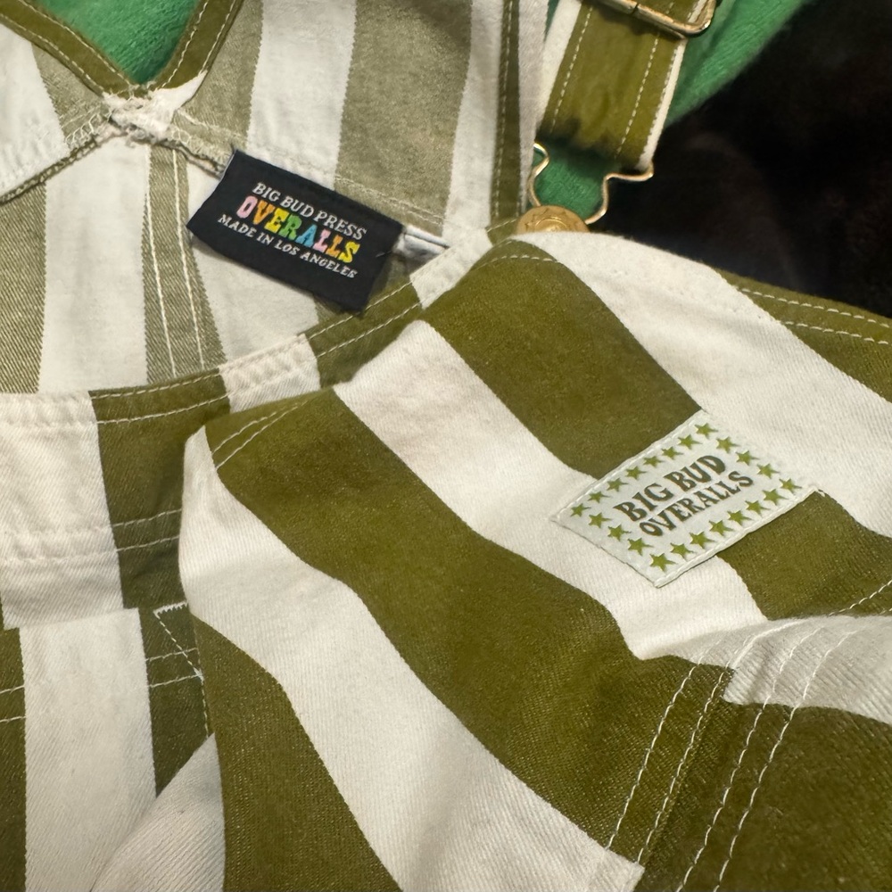 Big Bud Press Olive and White Striped Overalls - Picture 7 of 8